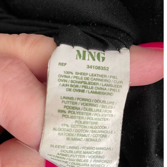 Mango MNG Moto Leather Biker Jacket in Black XSmall Small - Picture 6 of 7